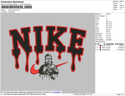 Nike Scream Embroidery File 4 size