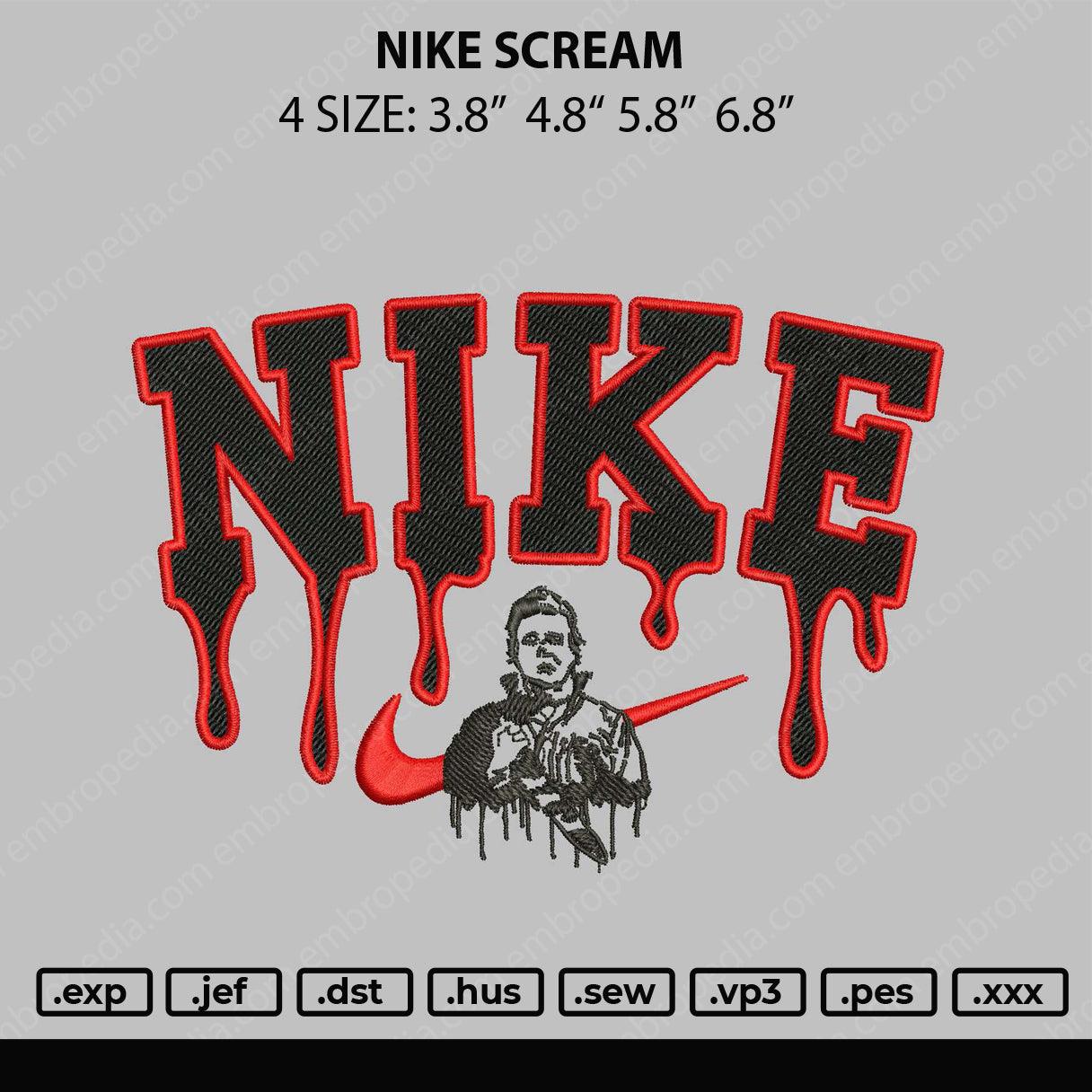 Nike Scream Embroidery File 4 size