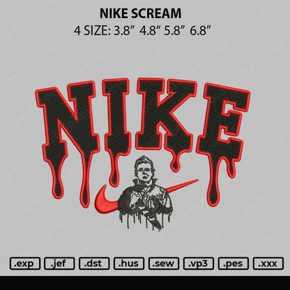 Nike Scream Embroidery File 4 size