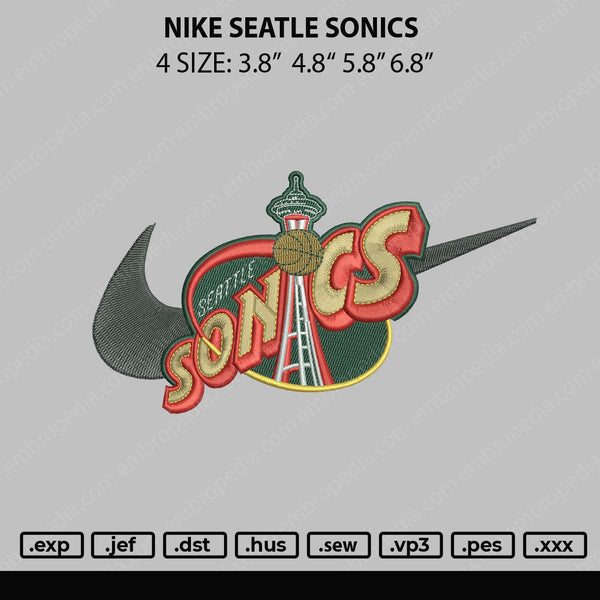Nike Seatle Sonics Embroidery File 4 size