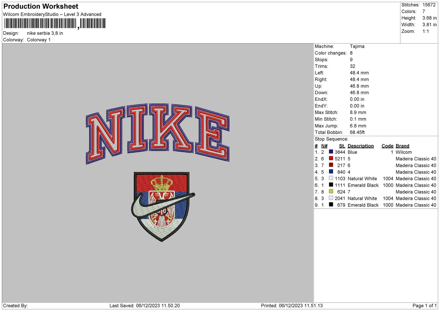 Nike Serbia Embroidery File 6 sizes