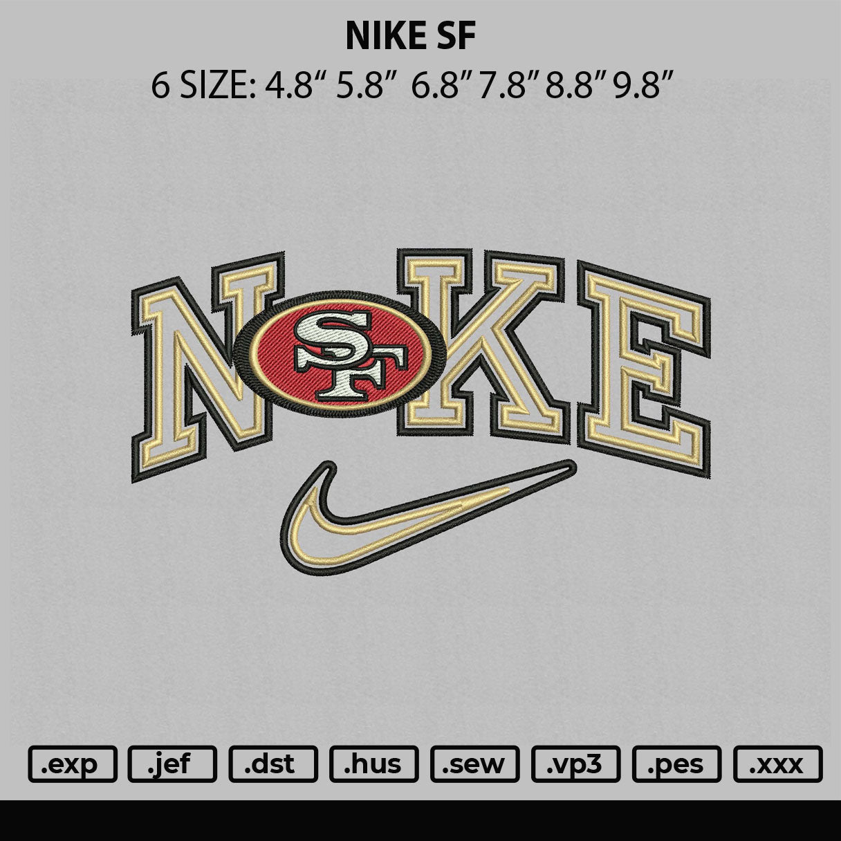 Nike Sf Embroidery File  sizes