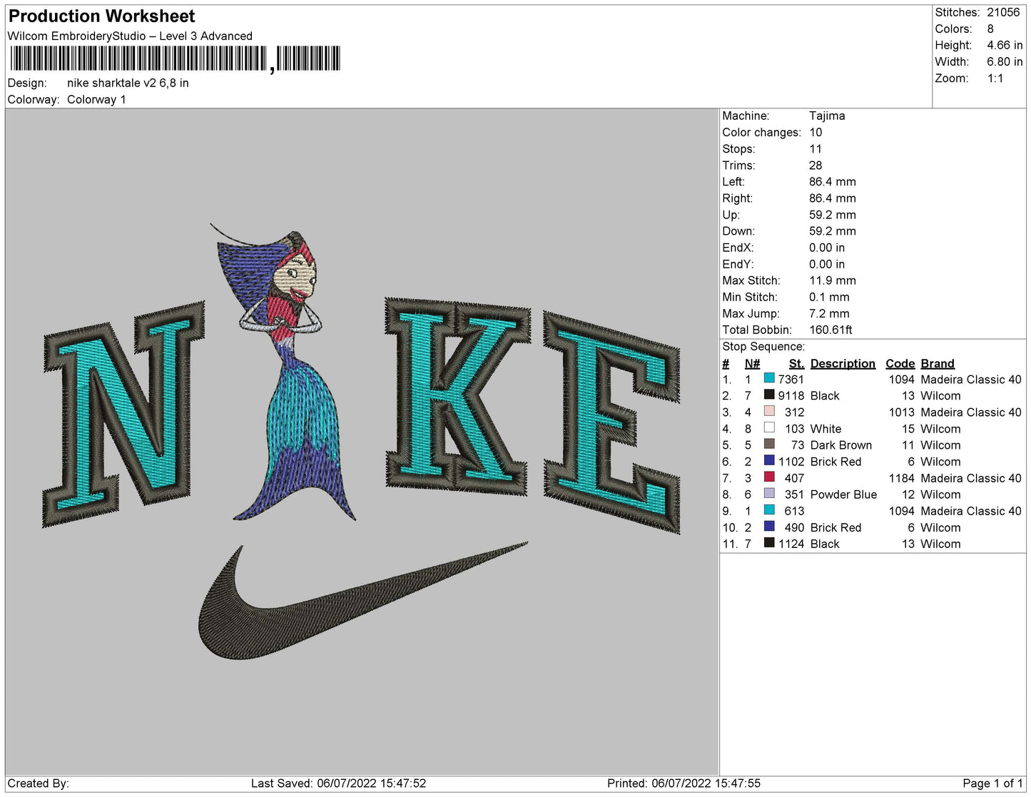 Nike Sharktale V2 Embroidery File 4 sizes