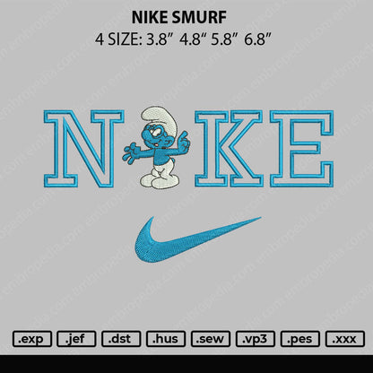 Nike Smurf Embroidery File 4 size