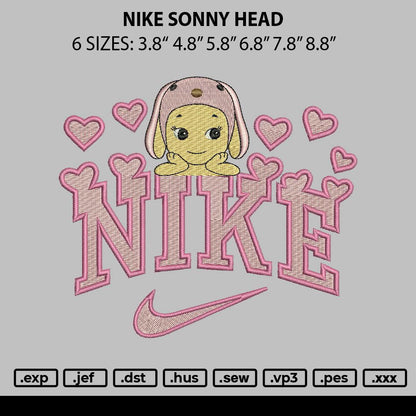 Nike Sonny Head Embroidery File 6 sizes