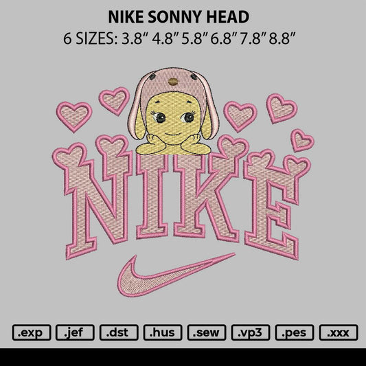 Nike Sonny Head Embroidery File 6 sizes