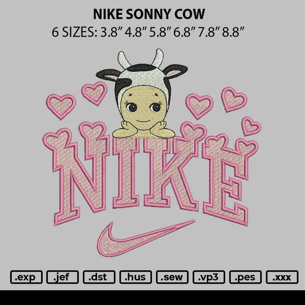 Nike Sonny Cow Embroidery File 6 sizes