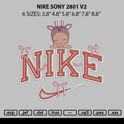 Nike Sony 2801 V2 Embroidery File 6 sizes