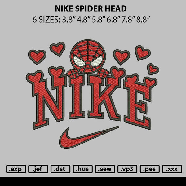 Nike Spider Head Embroidery File 6 sizes