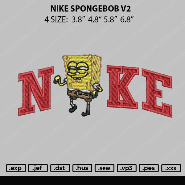 Nike Spongebob V2 Embroidery File 4 size