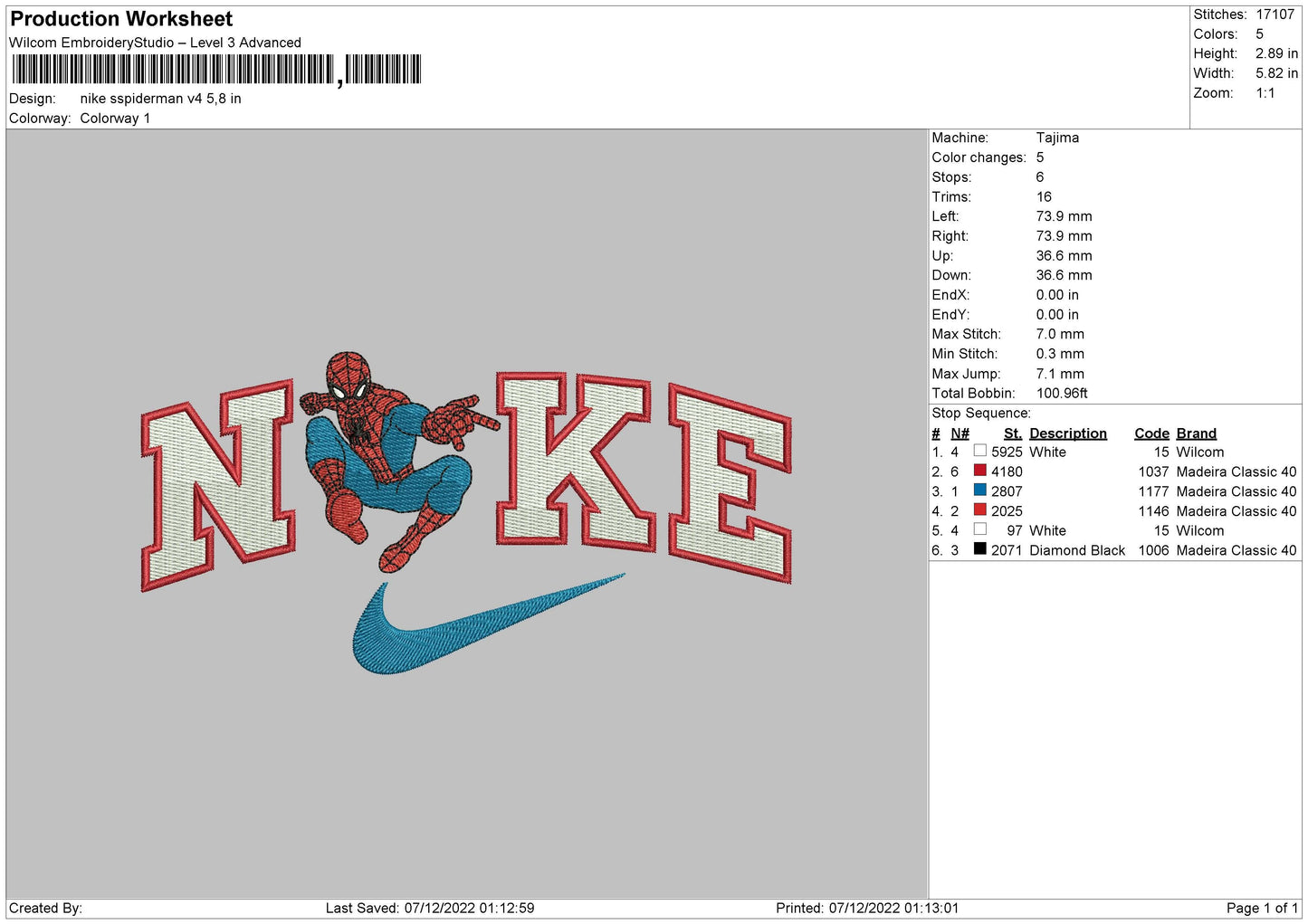 Nike Spider V4 Embroidery File 6 sizes