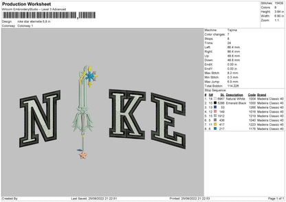 Nike Star Eternelle Embroidery File 5 sizes