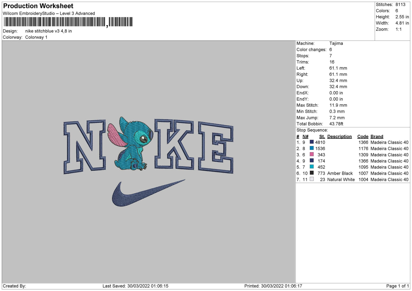 Nike Stitch Blue V3 Embroidery File 4 size