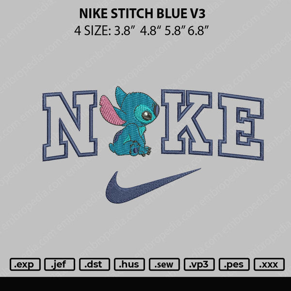 Nike Stitch Blue V3 Embroidery File 4 size