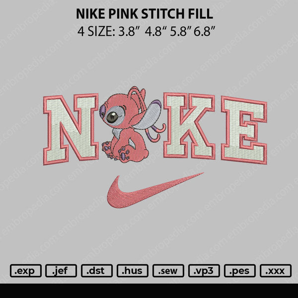 Nike Pink Stitch Fill Embroidery File 4 size