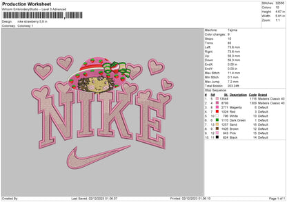 Nike Strawberry Embroidery File 6 sizes