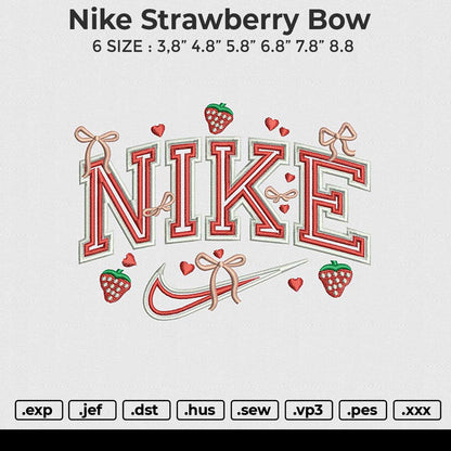 Nike Strawberry Bow Embroidery File 6 size