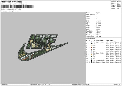 Nike Swoosh AOT Embroidery File 6 size