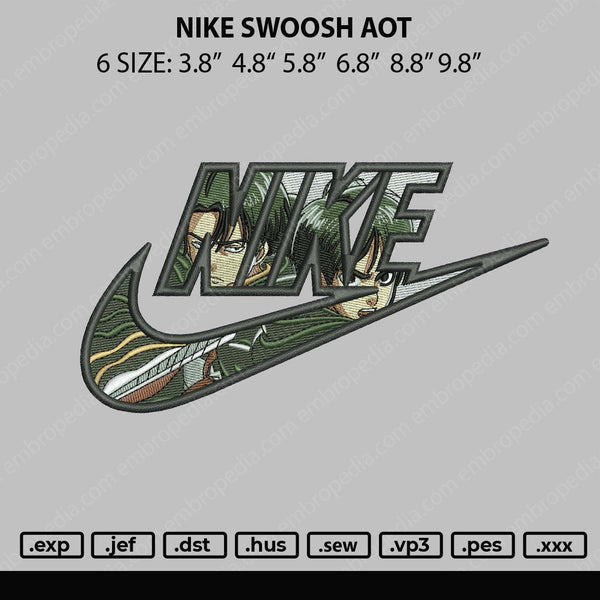 Nike Swoosh AOT Embroidery File 6 size
