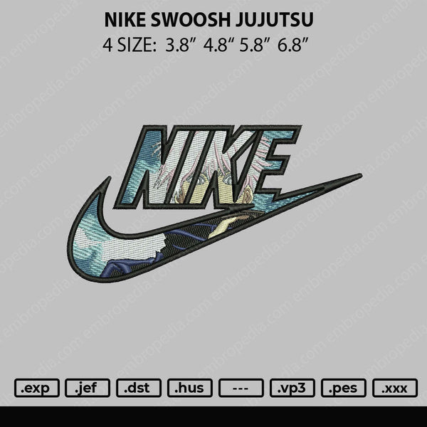 Nike Swoosh Jujutsu Embroidery File 4 size