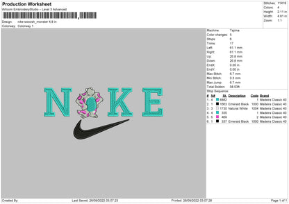 Nike Swoosh Monster Ebroidery File 5 sizes