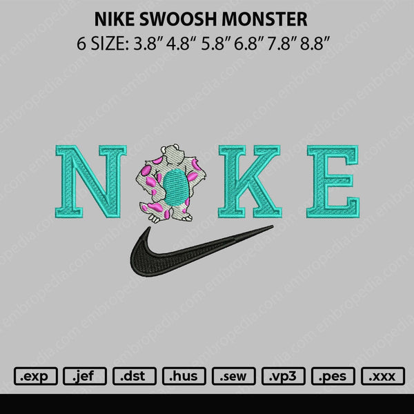 Nike Swoosh Monster Ebroidery File 5 sizes