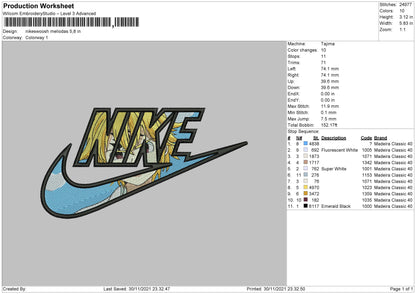 Nike Swoosh Meliodas Embroidery File 4 size