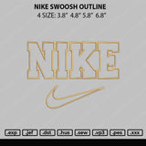 Nike Swoosh Outline Embroidery File 4 size