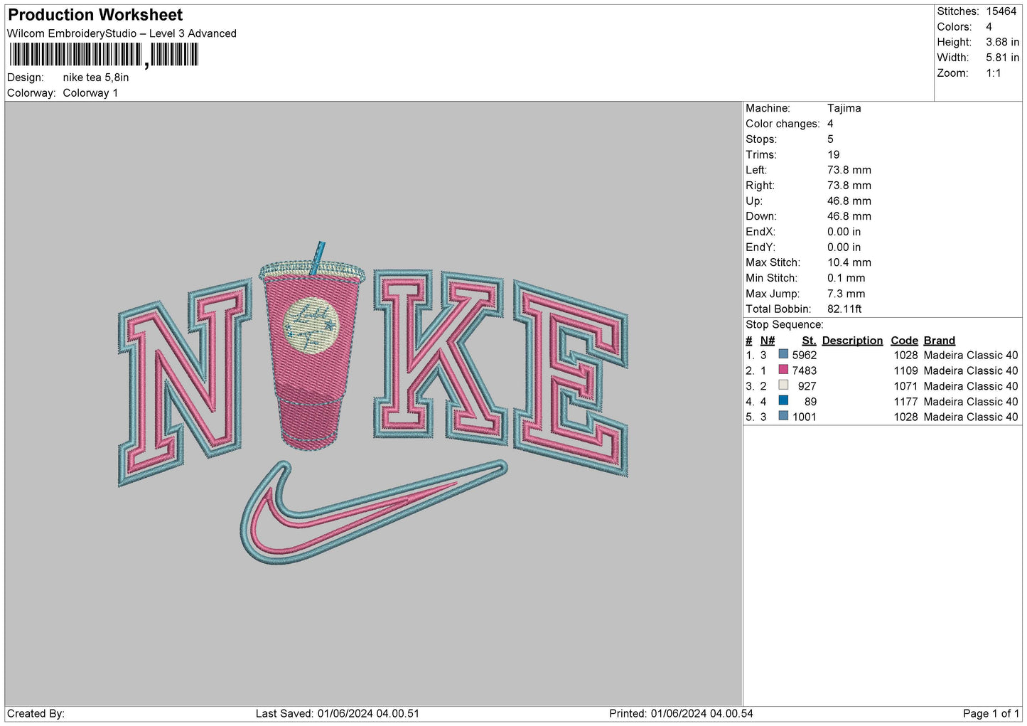 Nike Tea Embroidery File 6 sizes