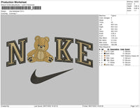 Nike TeddyBear Embroidery File 4 sizes
