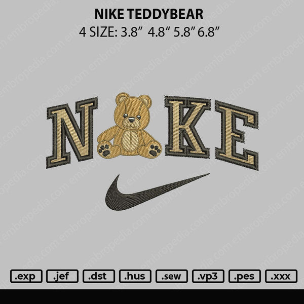 Nike TeddyBear Embroidery File 4 sizes
