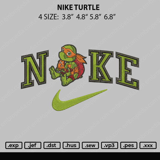 Nike Turtle Embroidery File 4 size