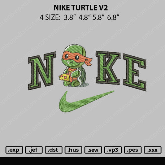 Nike Turtle V2 Embroidery File 4 size