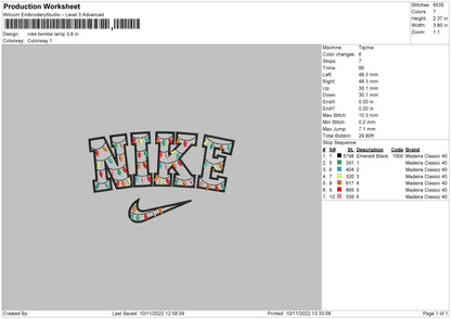 Nike Twinkle Lamp Embroidery File 6 sizes