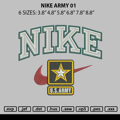 Nike Army 01 Embroidery File 6 sizes
