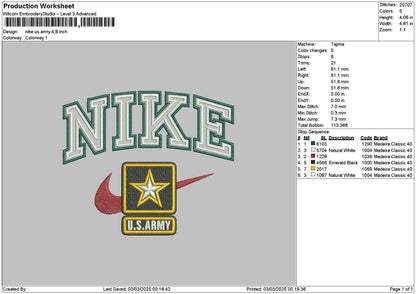 Nike Army 01 Embroidery File 6 sizes