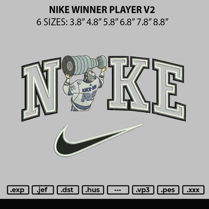 Nike Winner Player v2 Embroidery File 6 sizes