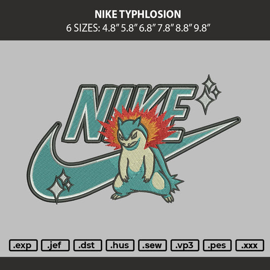 Nike Typhlosion Embroidery Machine Design File 6 sizes