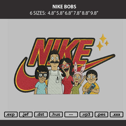 Nike Bobs Embroidery Machine Design File 6 sizes