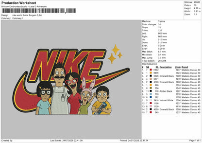Nike Bobs Embroidery Machine Design File 6 sizes