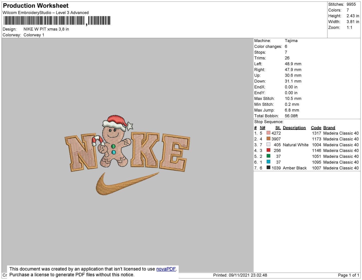 Nike W Pit Xmas Embroidery File 4 size