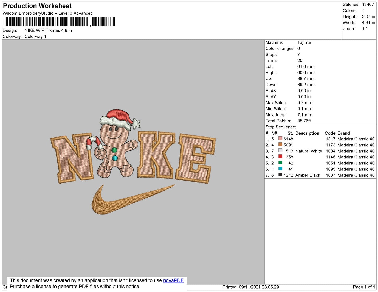 Nike W Pit Xmas Embroidery File 4 size