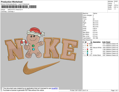 Nike W Pit Xmas Embroidery File 4 size