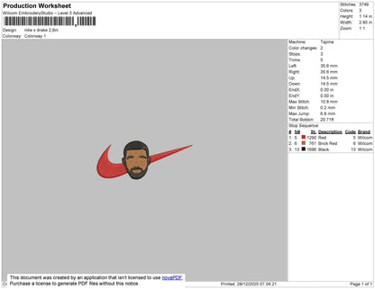 Nike X Drake V01 Embroidery File 5 size