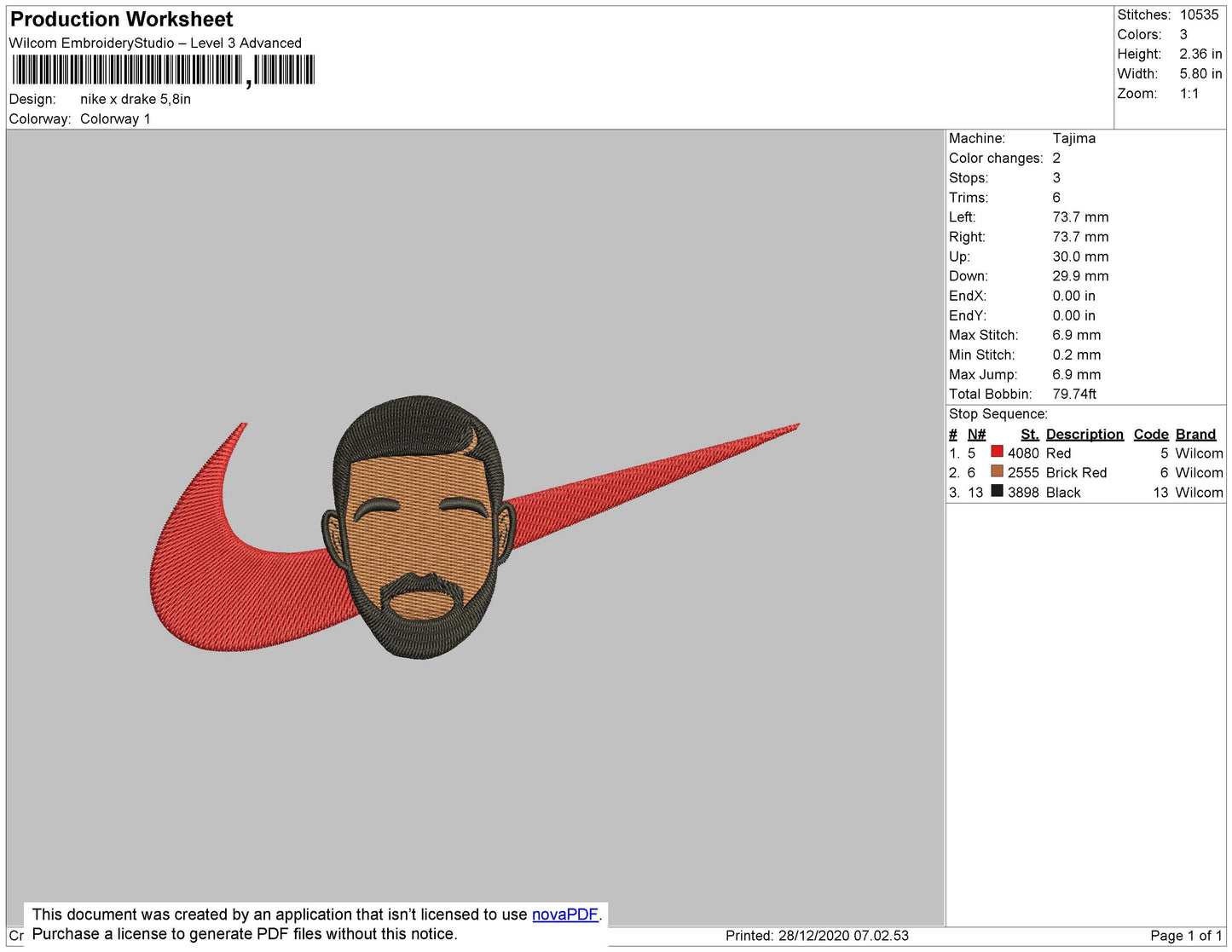 Nike X Drake V01 Embroidery File 5 size