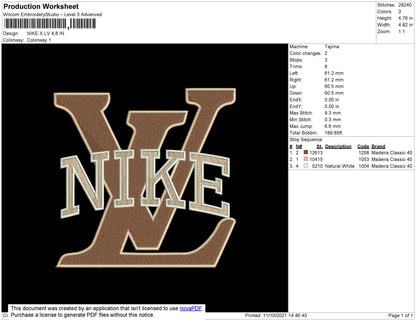 Nike X LV Embroidery File 4 size