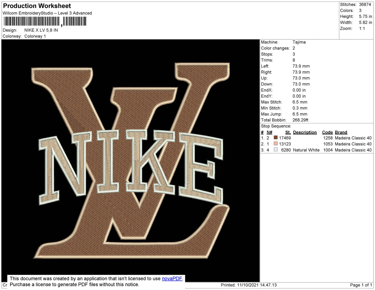 Nike X LV Embroidery File 4 size