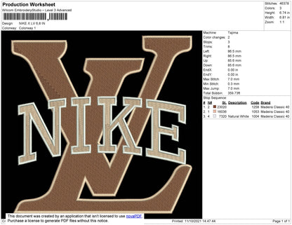Nike X LV Embroidery File 4 size