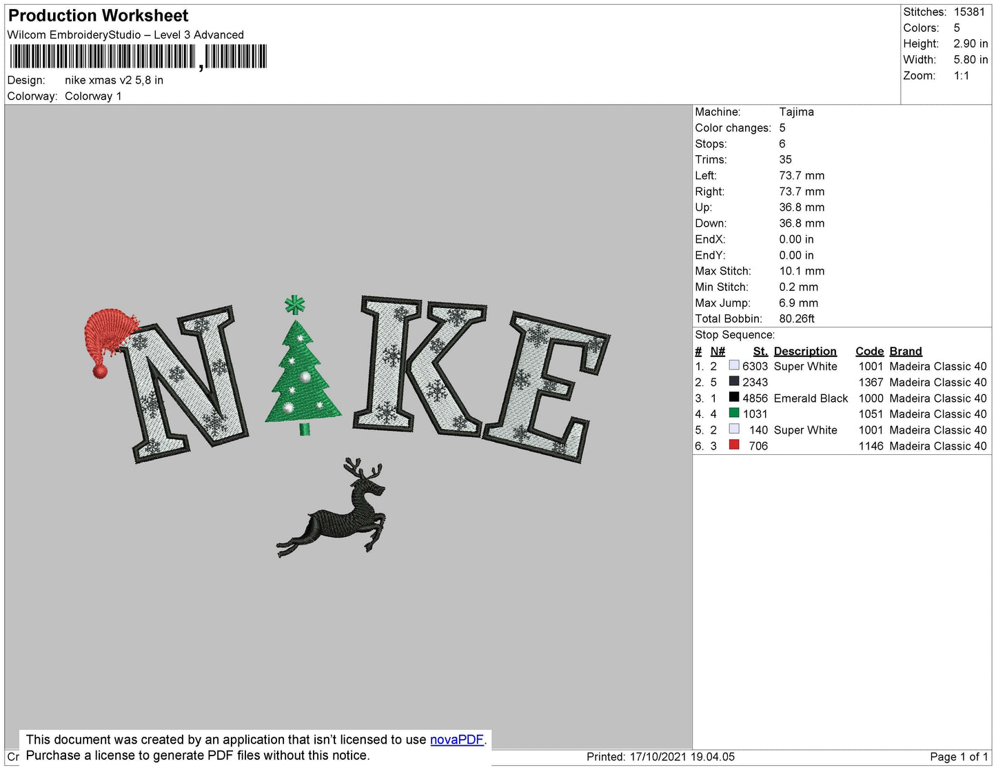 Nike Xmas Embroidery File 4 size