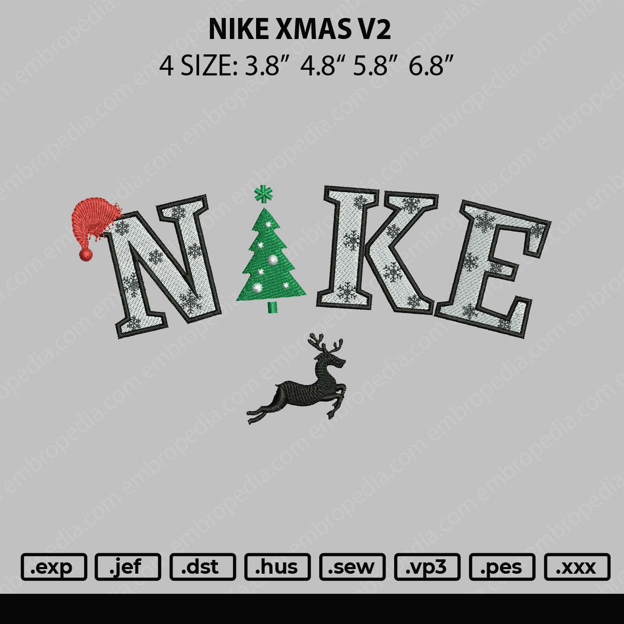 Nike Xmas Embroidery File 4 size